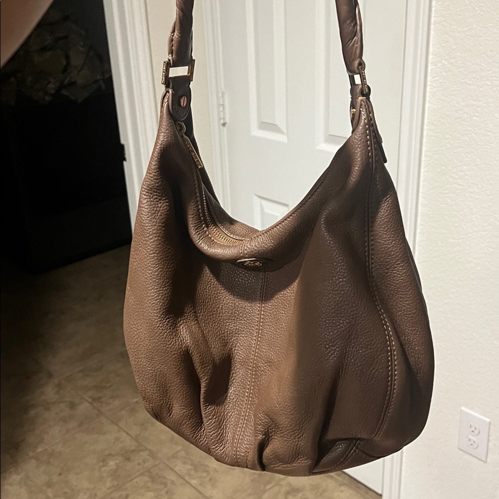 Tory Burch Dakota Hobo Bag - Brown Pebbled Leather